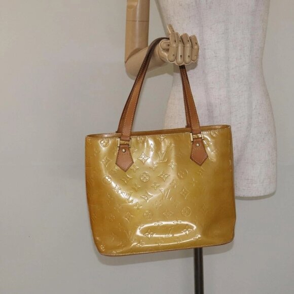 LOUIS VUITTON Monogram Vernis Houston Hand Bag Beige M91004 LV Auth th6217 - Picture 3 of 16